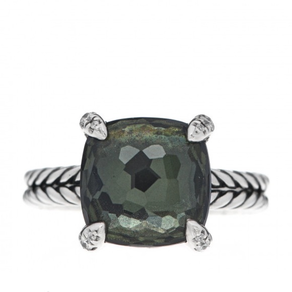 David Yurman Chatelaine 11mm ring with Green Orchid and Diamonds - Picture 1 of 5